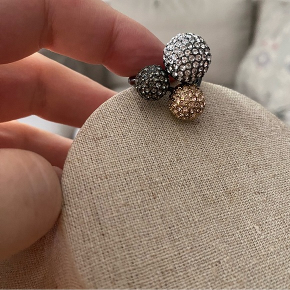 🩷 Vintage Stella and Dot Soirée Rhinestone Gunmetal Cocktail Ring 💍 Coquette - Picture 2 of 9